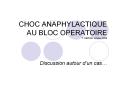 CHOC ANAPHYLACTIQUE AU BLOC OPERATOIRE T. DERAM, octobre 2008 PowerPoint PPT Presentation