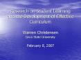 Research on Student Learning and the Development of Effective Curriculum PowerPoint PPT Presentation