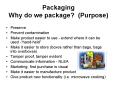 Packaging Why do we package? (Purpose) PowerPoint PPT Presentation