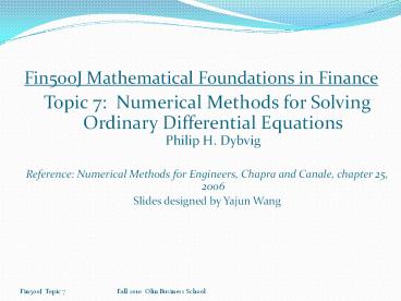 Fin500J Mathematical Foundations in Finance