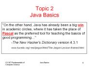 Topic 2 Java Basics
