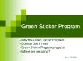 Green Sticker Program PowerPoint PPT Presentation