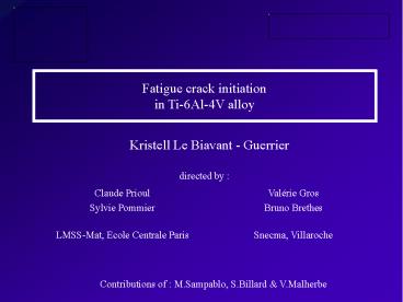 Fatigue crack initiation in Ti-6Al-4V alloy