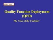 Quality Function Deployment (QFD)