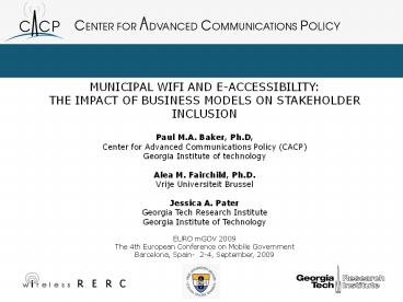 MUNICIPAL WIFI AND E-ACCESSIBILITY