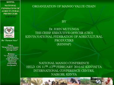 KENYA NATIONAL FEDERATION OF AGRICULTURAL PRODUCERS