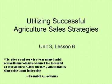 Utilizing Successful Agriculture Sales Strategies