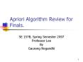 Apriori Algorithm Review for Finals. PowerPoint PPT Presentation