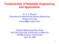Fundamentals of Reliability Engineering and Applications PowerPoint PPT Presentation