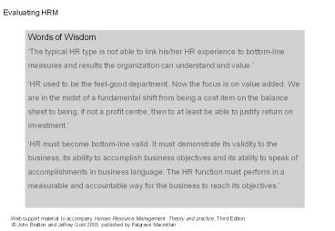 Bratton & Gold: HRM 3e CHAPTER 2