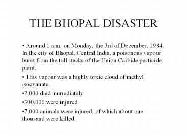 THE BHOPAL DISASTER