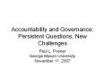 Accountability and Governance: Persistent Questions, New Challenges PowerPoint PPT Presentation