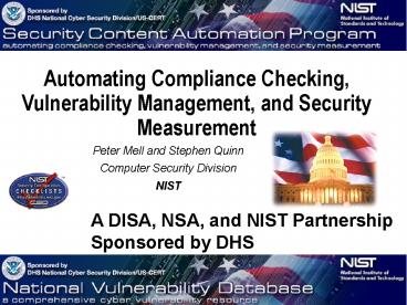 Automating Compliance Checking, Vulnerability Management, and Security Measurement