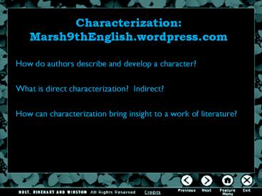 Characterization: Marsh9thEnglish.wordpress.com