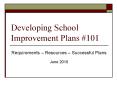 Developing School Improvement Plans 101 PowerPoint PPT Presentation