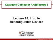 Graduate Computer Architecture I