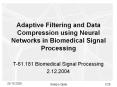 Adaptive Filtering and Data Compression using Neural Networks in Biomedical Signal Processing PowerPoint PPT Presentation