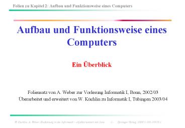 Aufbau und Funktionsweise eines Computers Ein Ьberblick