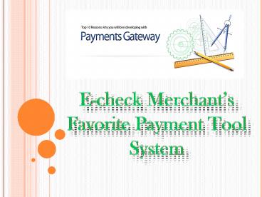 E-check Merchant’s Favorite Payment Tool System