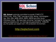SQL DBA Online Training and Classroom Training: Completely Practical