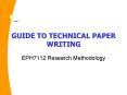 GUIDE TO TECHNICAL PAPER WRITING PowerPoint PPT Presentation
