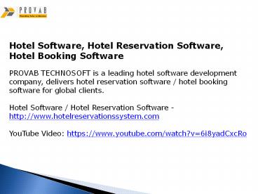 Hotel Software, Hotel Reservation Software, Hotel Booking Software