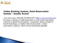 Online Booking System, Hotel Reservation System - Quality Award