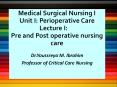 Medical Surgical Nursing I Unit I: Perioperative Care Lecture I:  Pre and Post operative nursing care PowerPoint PPT Presentation
