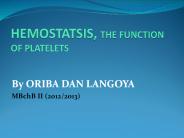 HAEMOSTATIS, THE FUNCTION OF PLATELETS