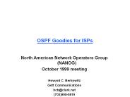 OSPF Goodies for ISPs