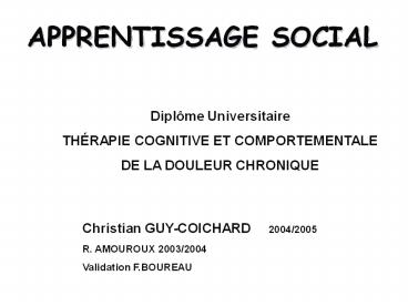 APPRENTISSAGE SOCIAL