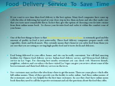 Food Delivery Service To Save Time