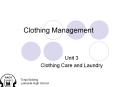 Clothing Management Unit 3 Clothing Care and Laundry Tonja PowerPoint PPT Presentation
