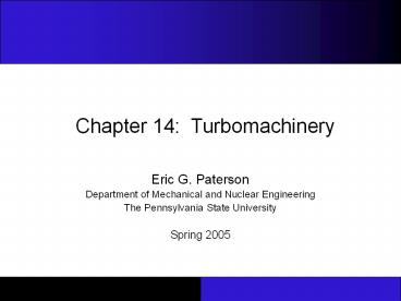 Chapter 14: Turbomachinery