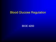 Blood Glucose Regulation