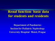 Renal function- basic data for students and residents