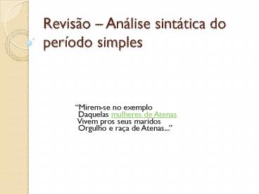 Revisгo – Anбlise sintбtica do perнodo simples