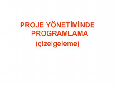 PROJE YЦNETIMINDE    PROGRAMLAMA