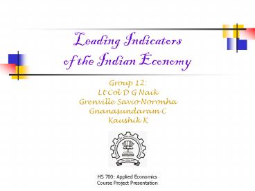 HS 700: Applied Economics