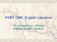 PART ONE: English Literature PowerPoint PPT Presentation