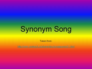 Synonym Song Taken