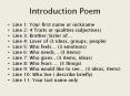 Introduction Poem Line 1: Your first name or nickname Line PowerPoint PPT Presentation