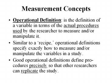 Measurement Concepts