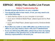EBPAQC 403(b) Plan Audits Live Forum