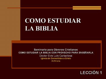 COMO ESTUDIAR LA BIBLIA