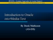 Introduction to Oracle interMedia-Text