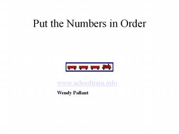 Put the Numbers in Order