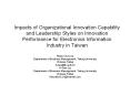 Impacts of Organizational Innovation Capability and Leadership Styles on Innovation Performance for Electronics Information Industry in Taiwan PowerPoint PPT Presentation