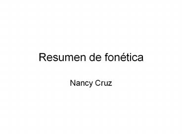 Resumen de fonйtica