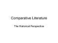 Comparative Literature PowerPoint PPT Presentation